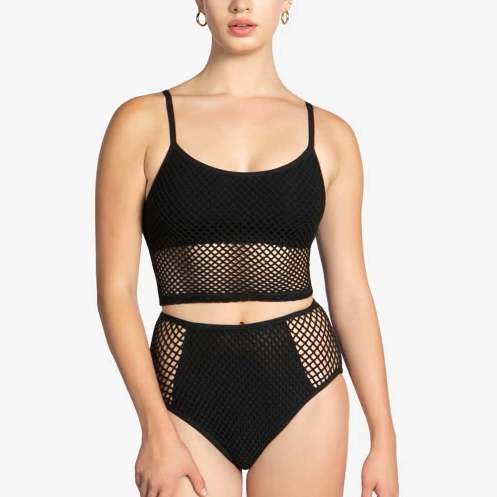 Robin Piccone Black Mesh Cami Top